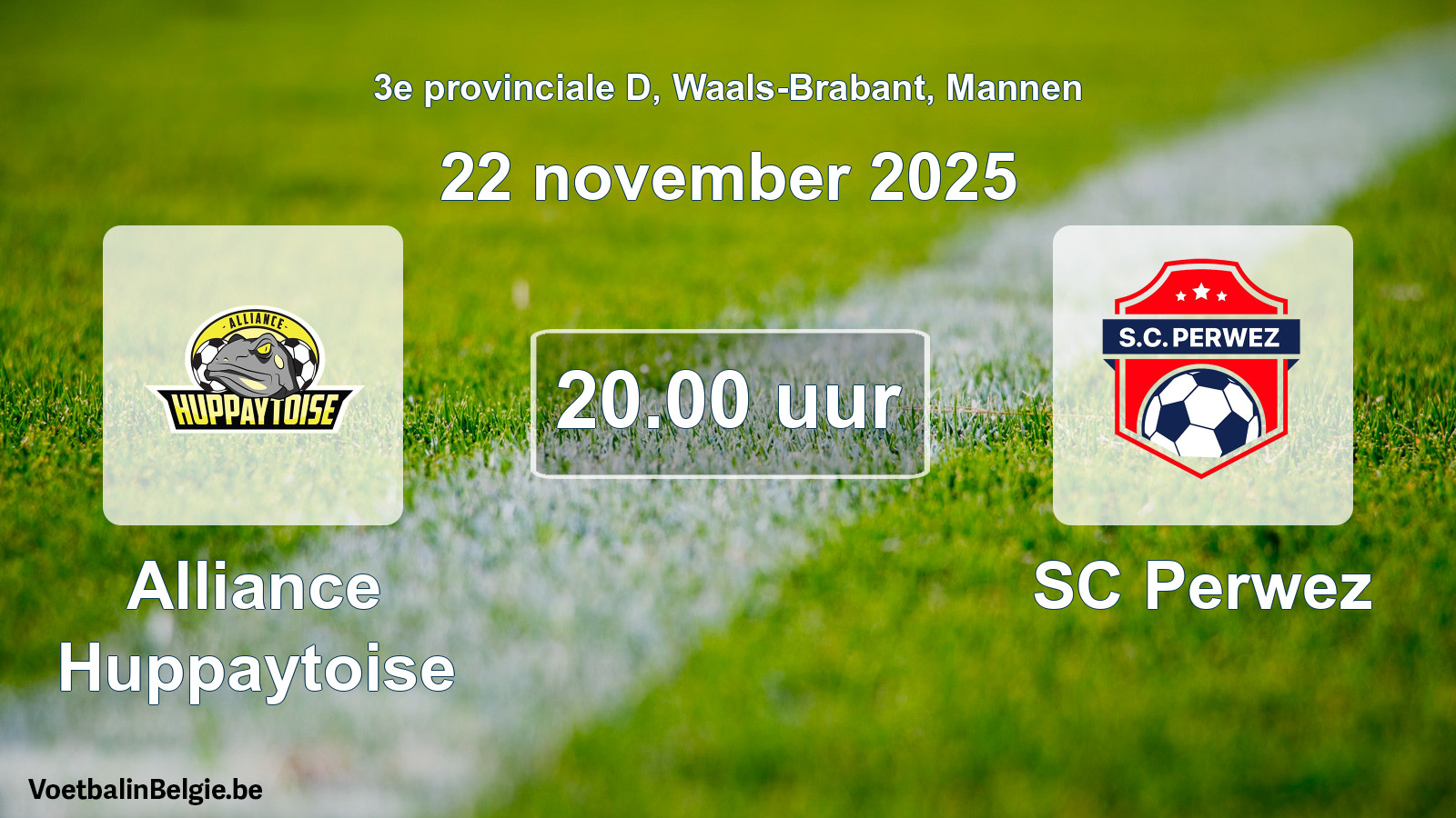 Scheduled match men football: Alliance Huppaytoise - SC Perwez (22 November 2025)