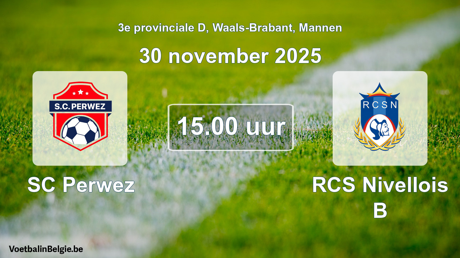 Scheduled match men football: SC Perwez - RCS Nivellois B (30 November 2025)