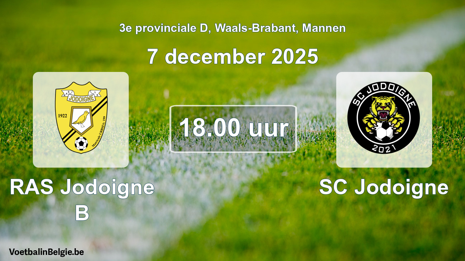 Scheduled match men football: RAS Jodoigne B - SC Jodoigne (7 December 2025)