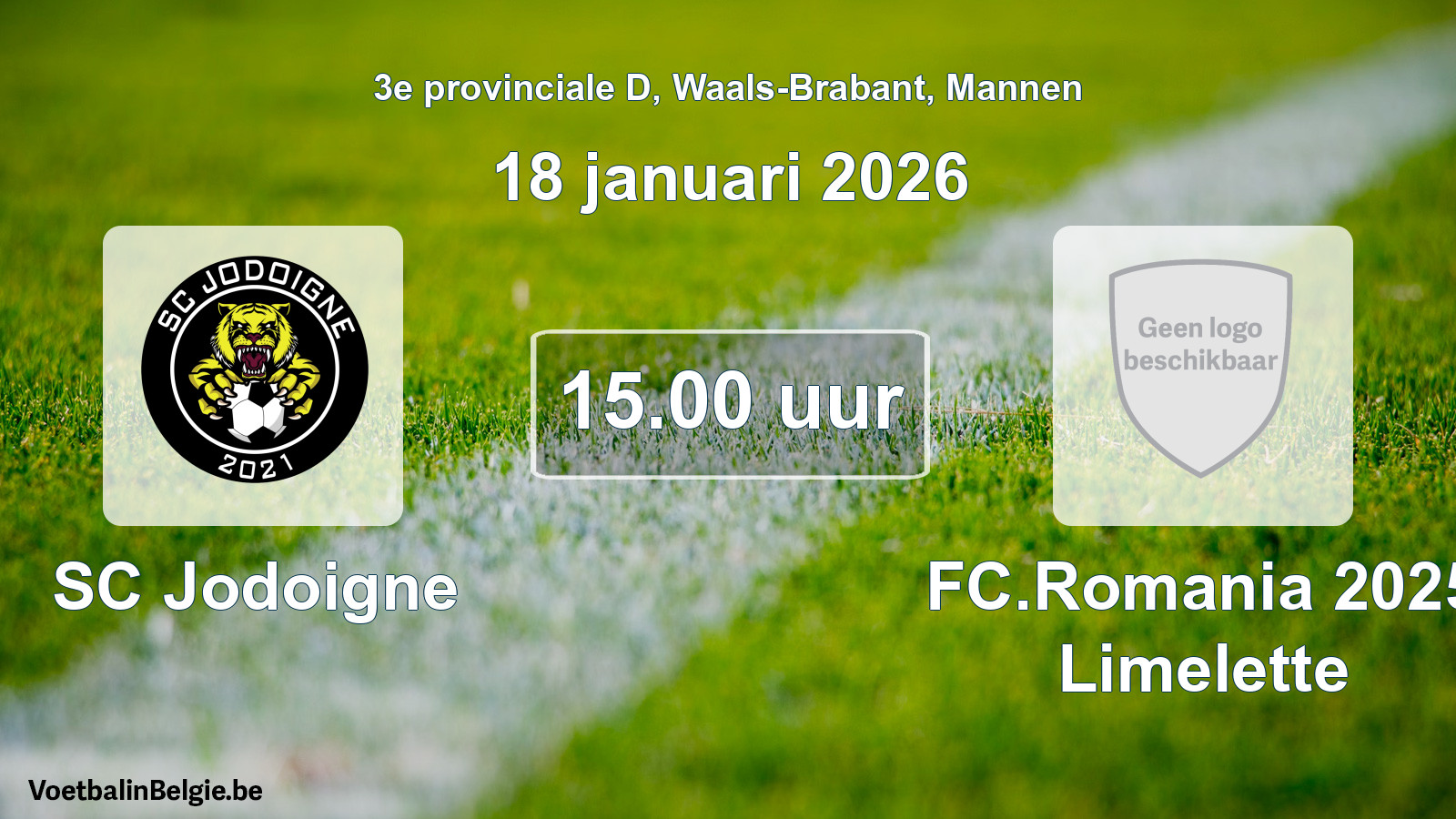 Scheduled match men football: SC Jodoigne - FC.Romania 2025 Limelette (18 January 2026)
