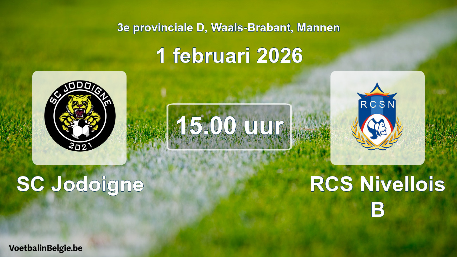Scheduled match men football: SC Jodoigne - RCS Nivellois B (1 February 2026)