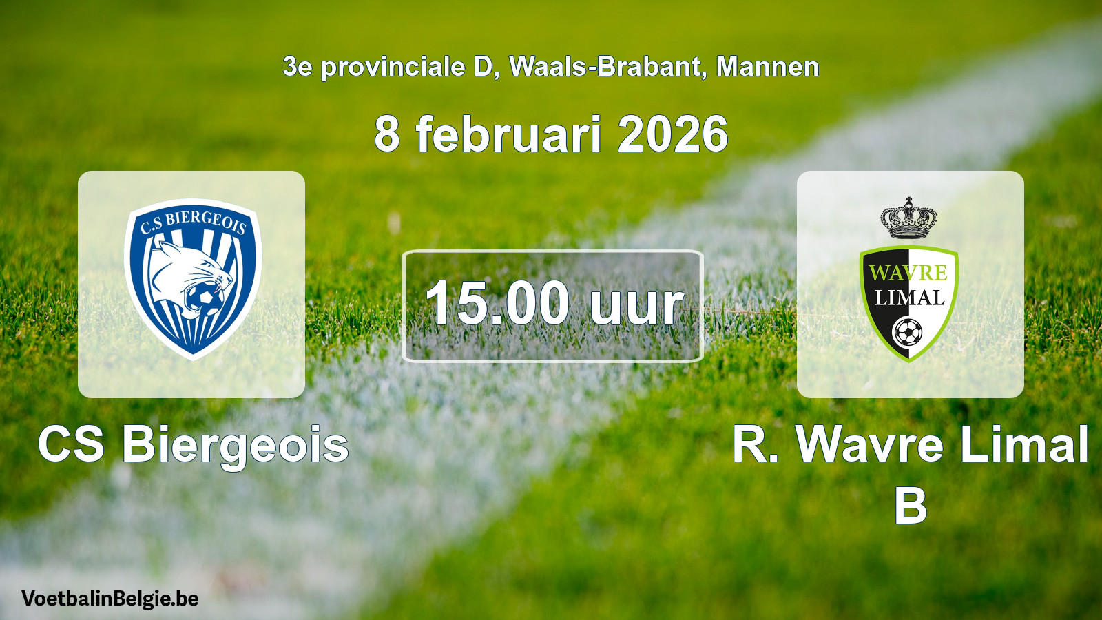 Scheduled match men football: CS Biergeois - R. Wavre Limal B (8 February 2026)
