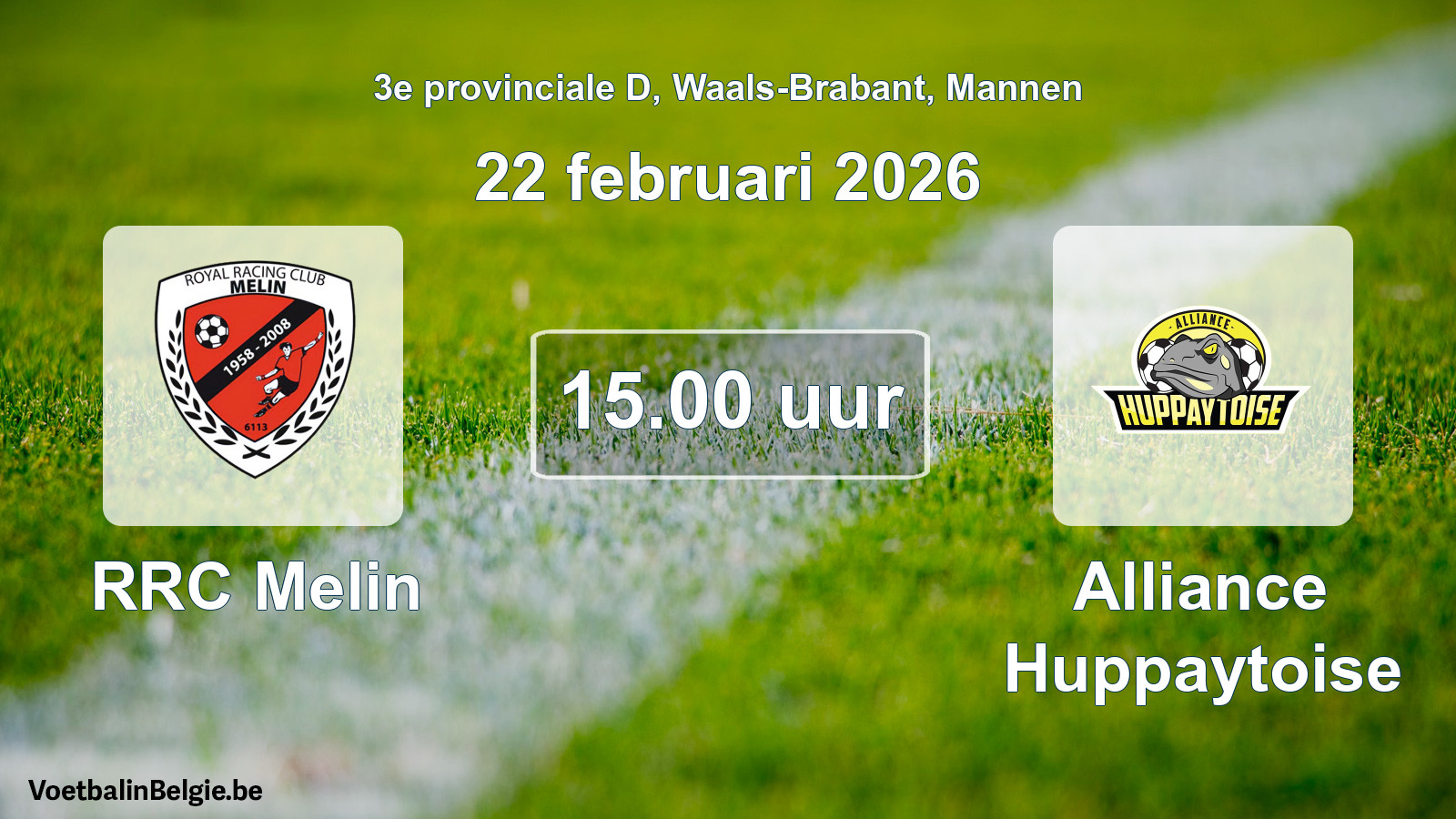 Scheduled match men football: RRC Melin - Alliance Huppaytoise (22 February 2026)