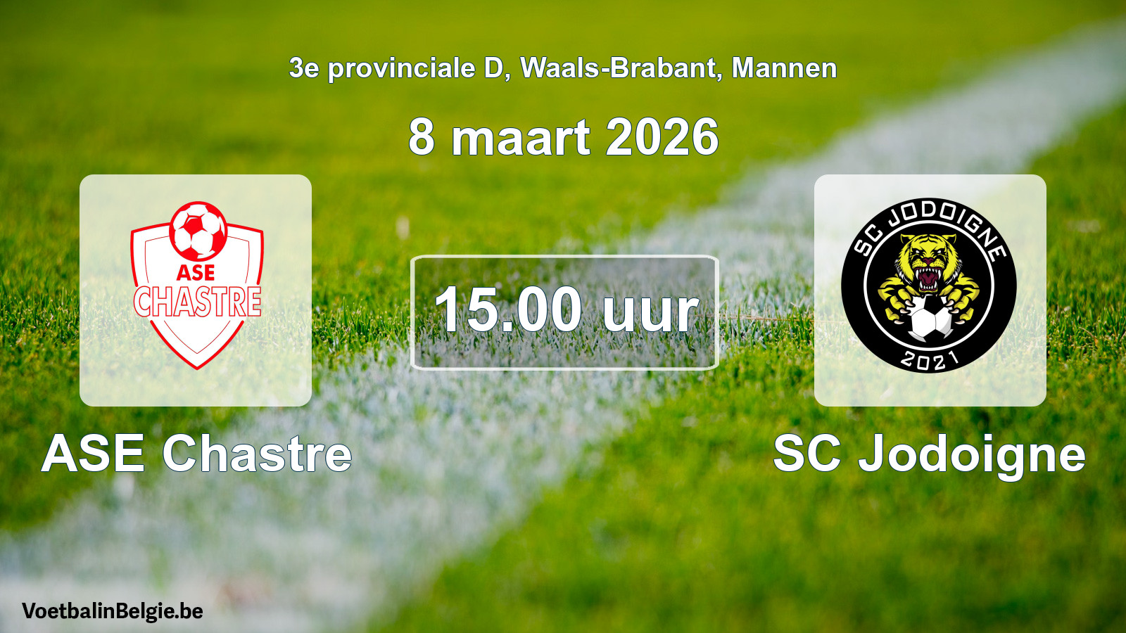 Scheduled match men football: ASE Chastre - SC Jodoigne (8 March 2026)