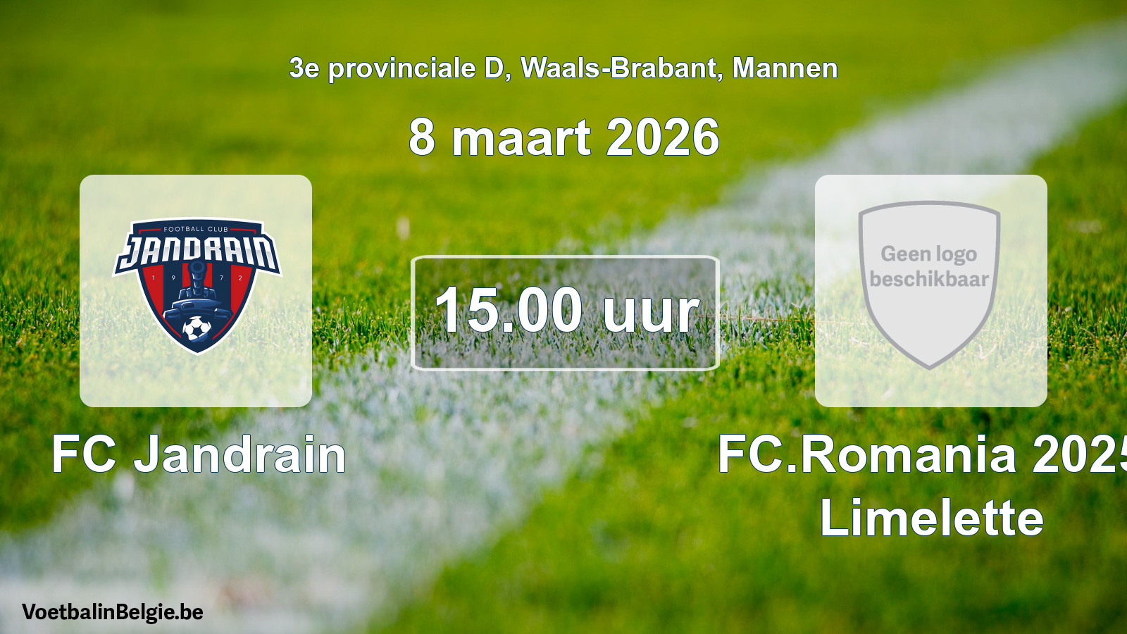 Scheduled match men football: FC Jandrain - FC.Romania 2025 Limelette (8 March 2026)