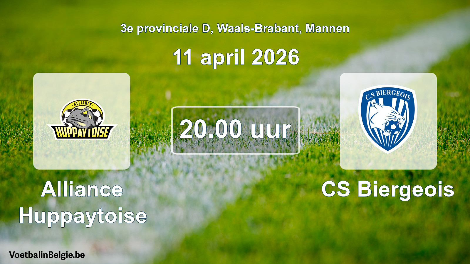 Scheduled match men football: Alliance Huppaytoise - CS Biergeois (11 April 2026)