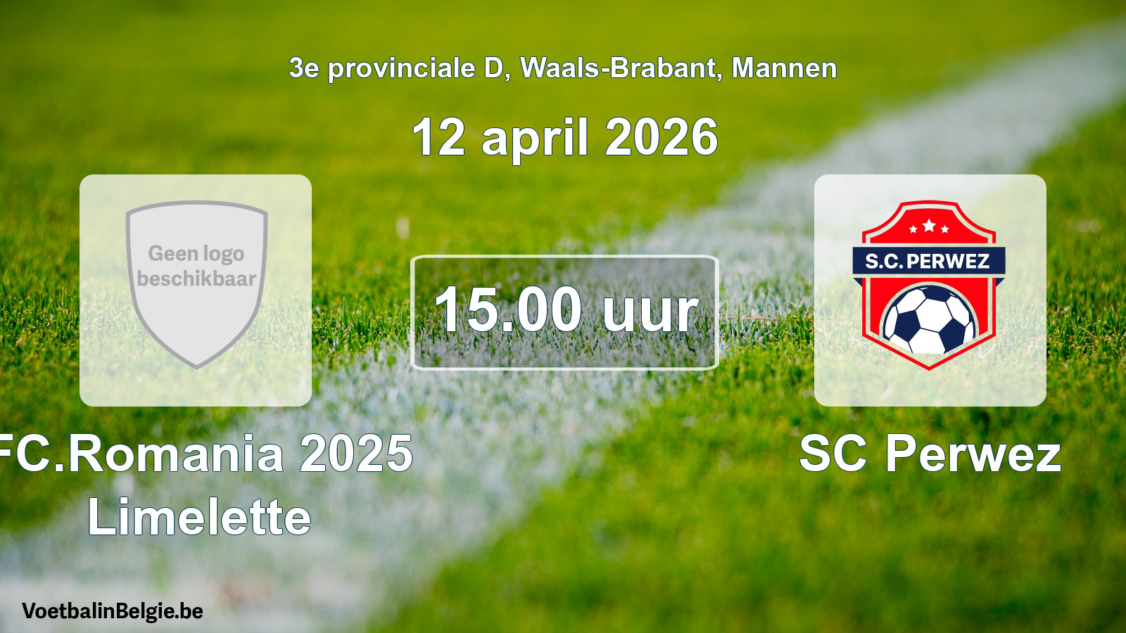 Scheduled match men football: FC.Romania 2025 Limelette - SC Perwez (12 April 2026)