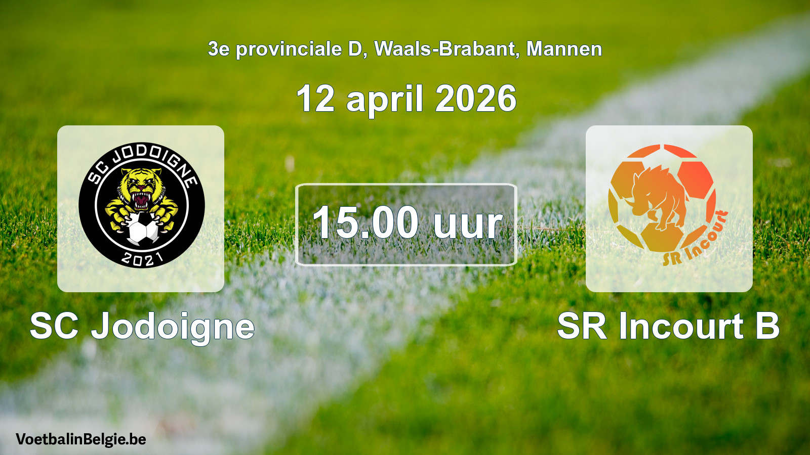 Scheduled match men football: SC Jodoigne - SR Incourt B (12 April 2026)