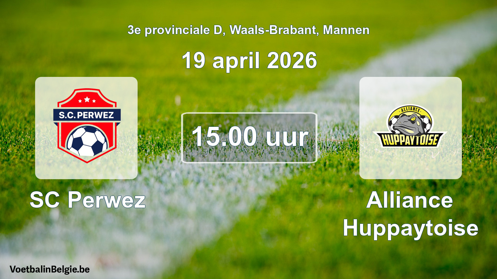 Scheduled match men football: SC Perwez - Alliance Huppaytoise (19 April 2026)
