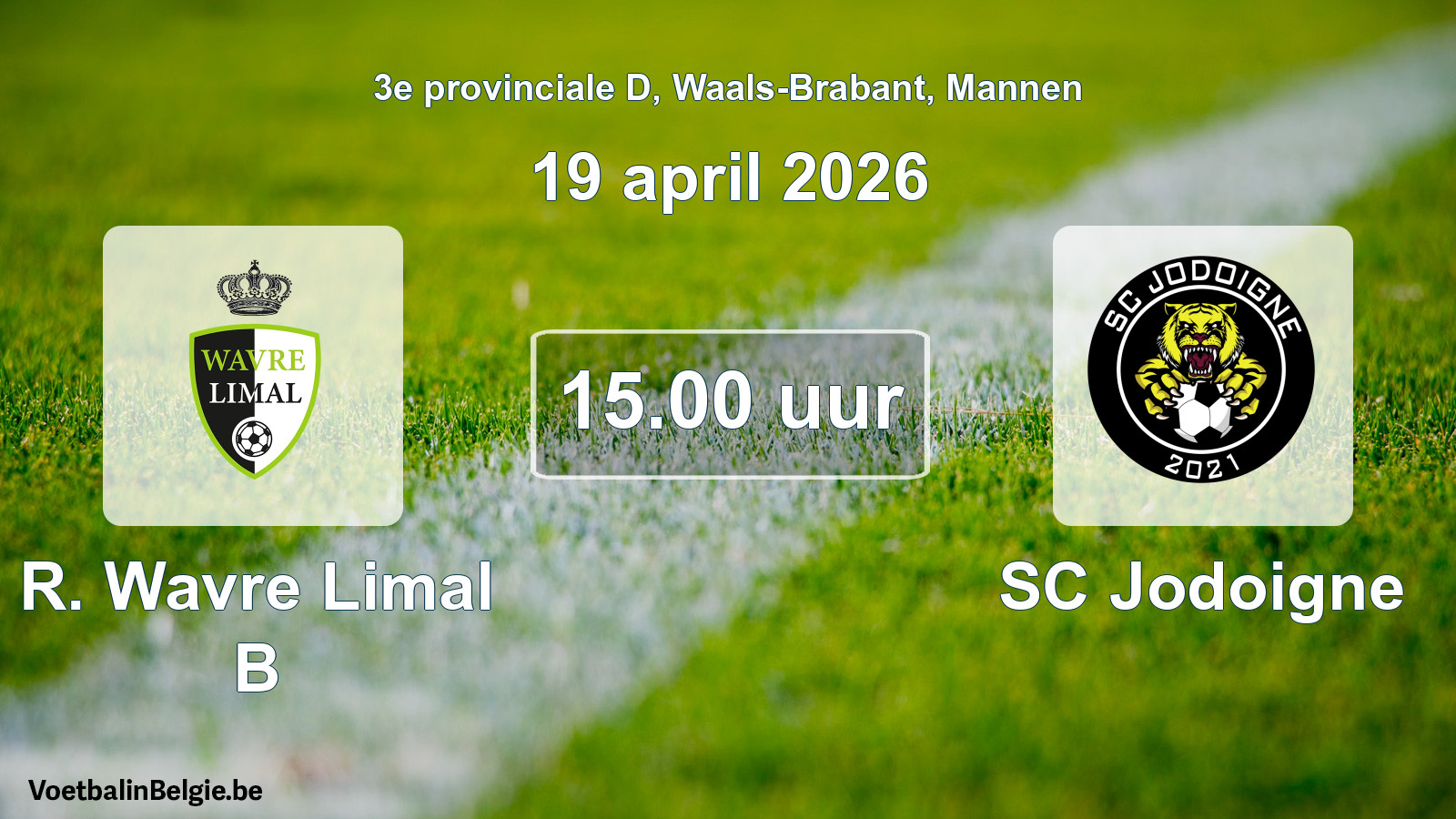 Scheduled match men football: R. Wavre Limal B - SC Jodoigne (19 April 2026)