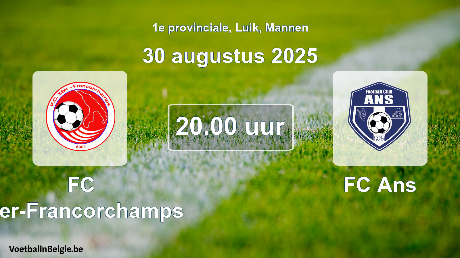 Geplande wedstrijd mannenvoetbal: FC Ster-Francorchamps - FC Ans (30 augustus 2025)