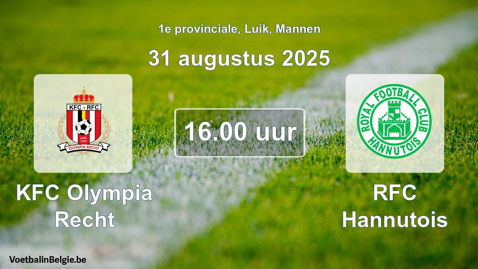Scheduled match men football: KFC Olympia Recht - RFC Hannutois (31 August 2025)