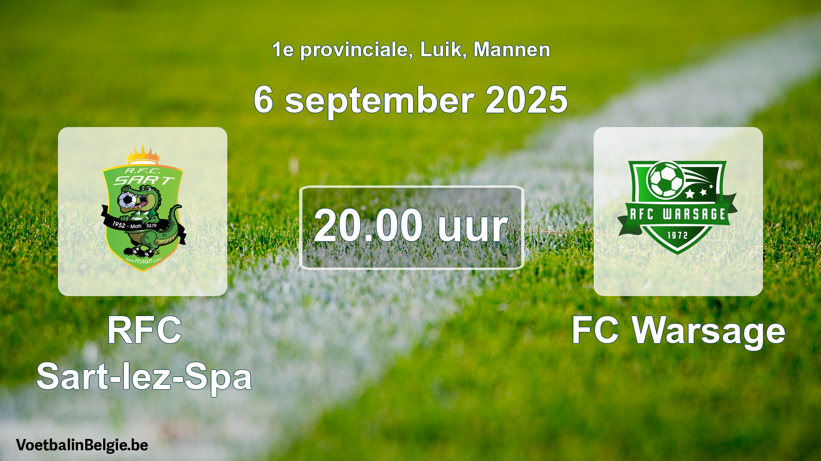 Scheduled match men football: RFC Sart-lez-Spa - FC Warsage (6 September 2025)