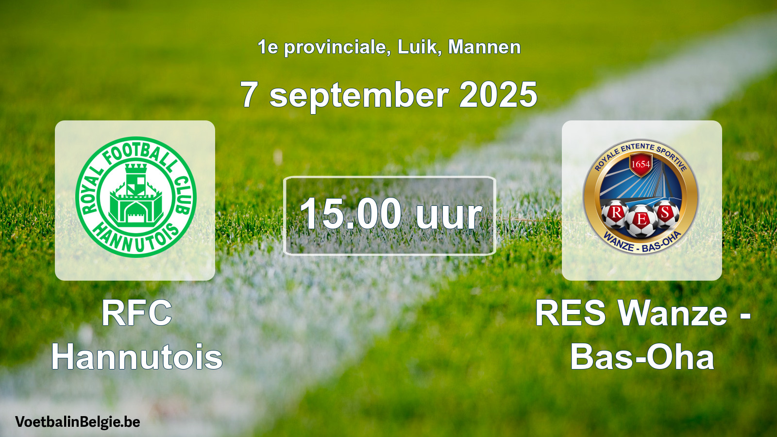 Scheduled match men football: RFC Hannutois - RES Wanze - Bas-Oha (7 September 2025)