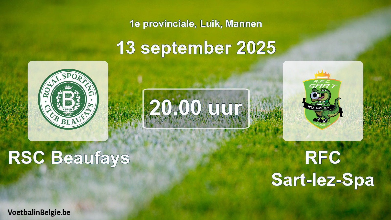 Scheduled match men football: RSC Beaufays - RFC Sart-lez-Spa (13 September 2025)