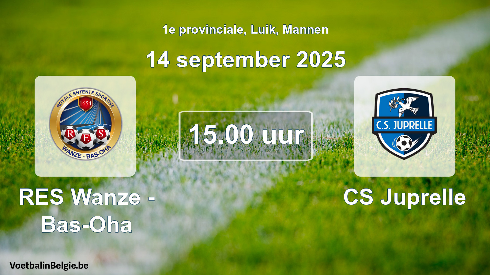Scheduled match men football: RES Wanze - Bas-Oha - CS Juprelle (14 September 2025)