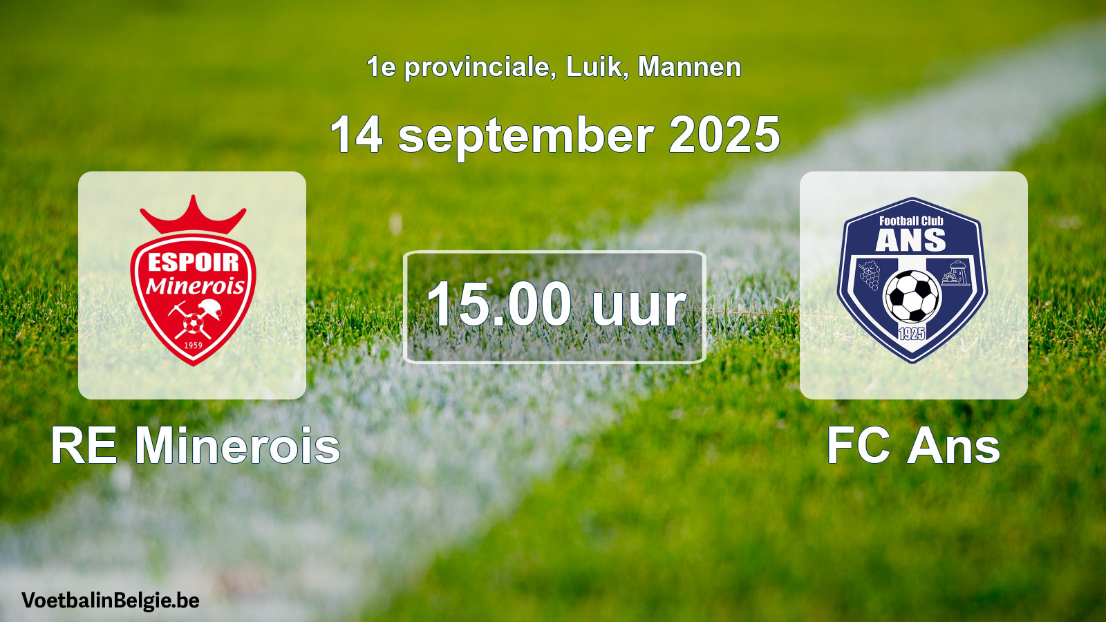 Scheduled match men football: RE Minerois - FC Ans (14 September 2025)