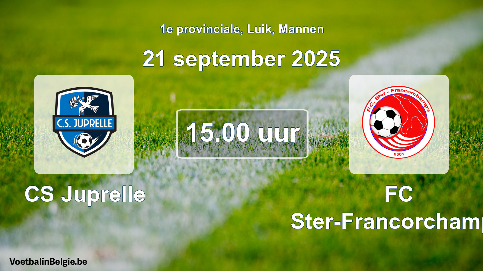 Scheduled match men football: CS Juprelle - FC Ster-Francorchamps (21 September 2025)