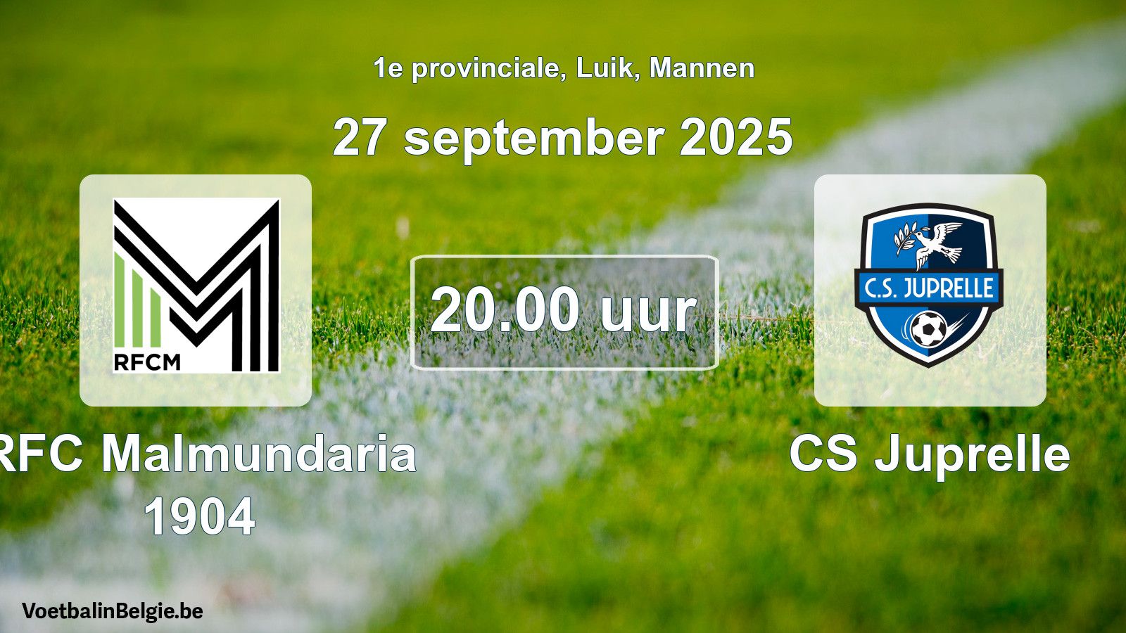Scheduled match men football: RFC Malmundaria 1904 - CS Juprelle (27 September 2025)