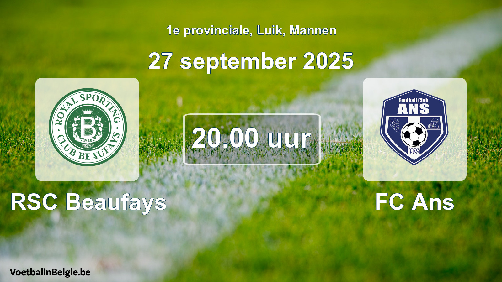 Scheduled match men football: RSC Beaufays - FC Ans (27 September 2025)