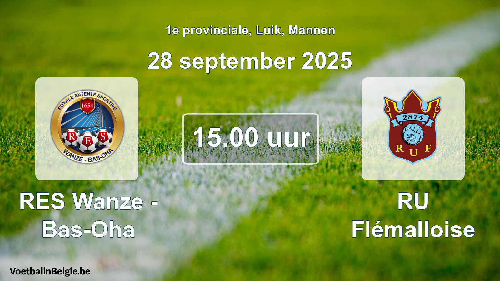 Scheduled match men football: RES Wanze - Bas-Oha - RU Flémalloise (28 September 2025)