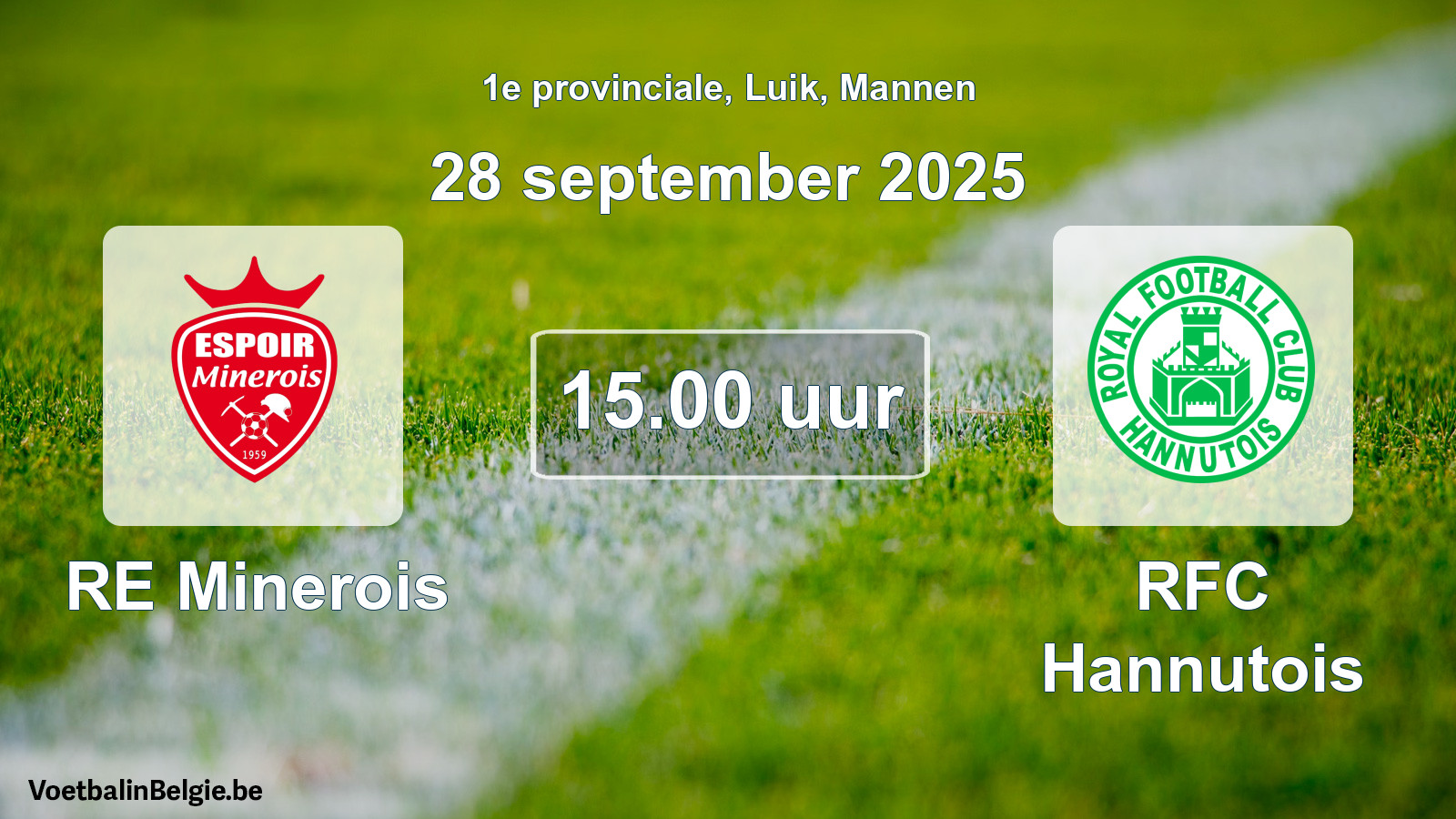 Scheduled match men football: RE Minerois - RFC Hannutois (28 September 2025)