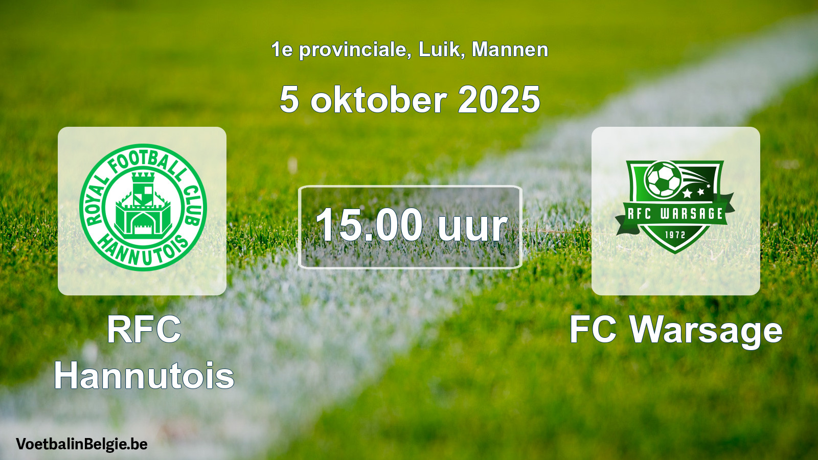 Scheduled match men football: RFC Hannutois - FC Warsage (5 October 2025)