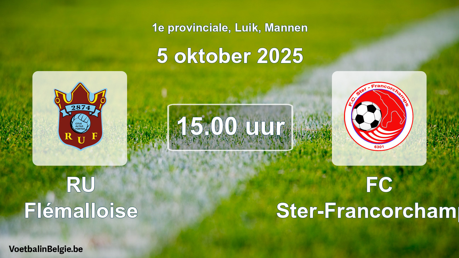 Scheduled match men football: RU Flémalloise - FC Ster-Francorchamps (5 October 2025)