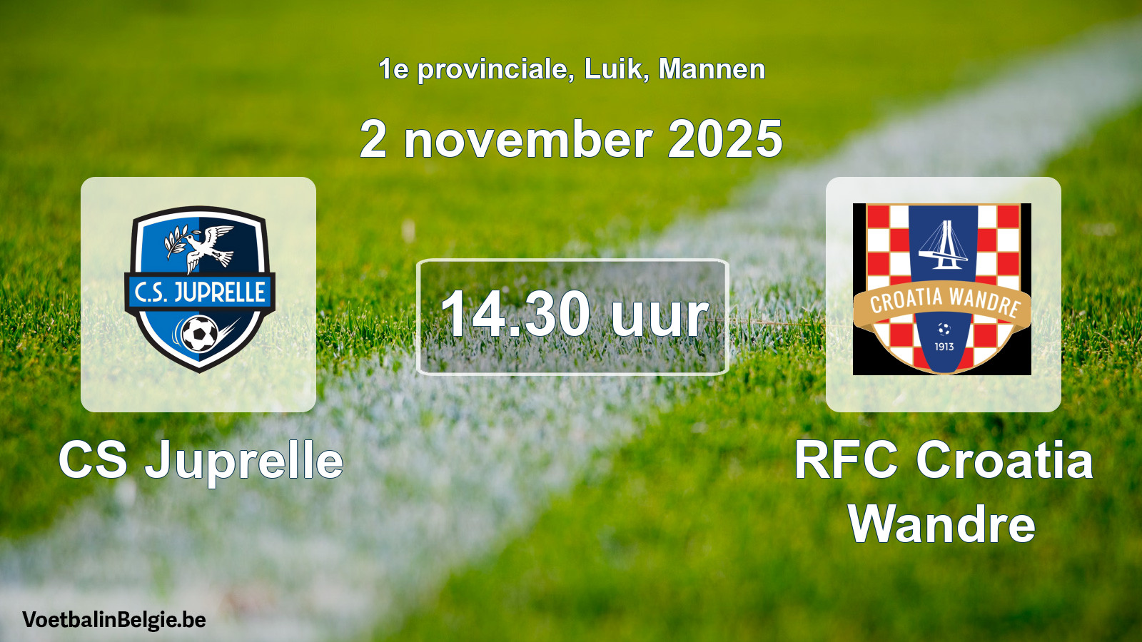 Scheduled match men football: CS Juprelle - RFC Croatia Wandre (2 November 2025)