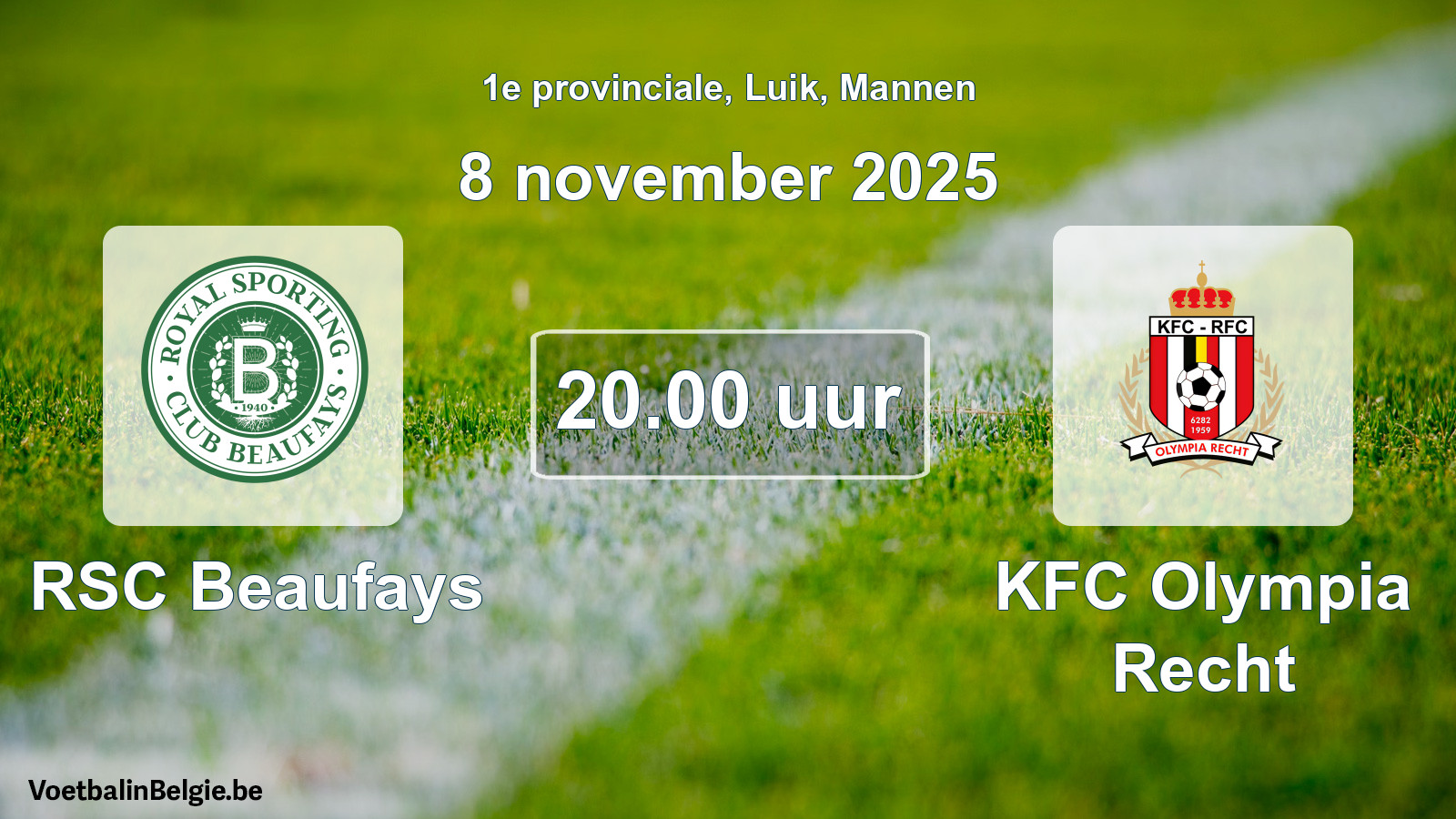 Scheduled match men football: RSC Beaufays - KFC Olympia Recht (8 November 2025)
