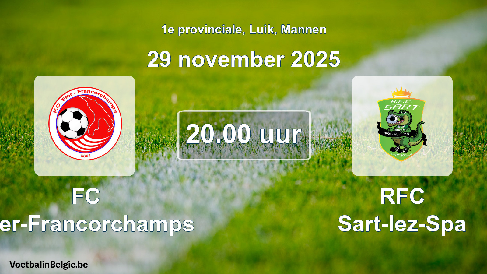 Geplande wedstrijd mannenvoetbal: FC Ster-Francorchamps - RFC Sart-lez-Spa (29 november 2025)