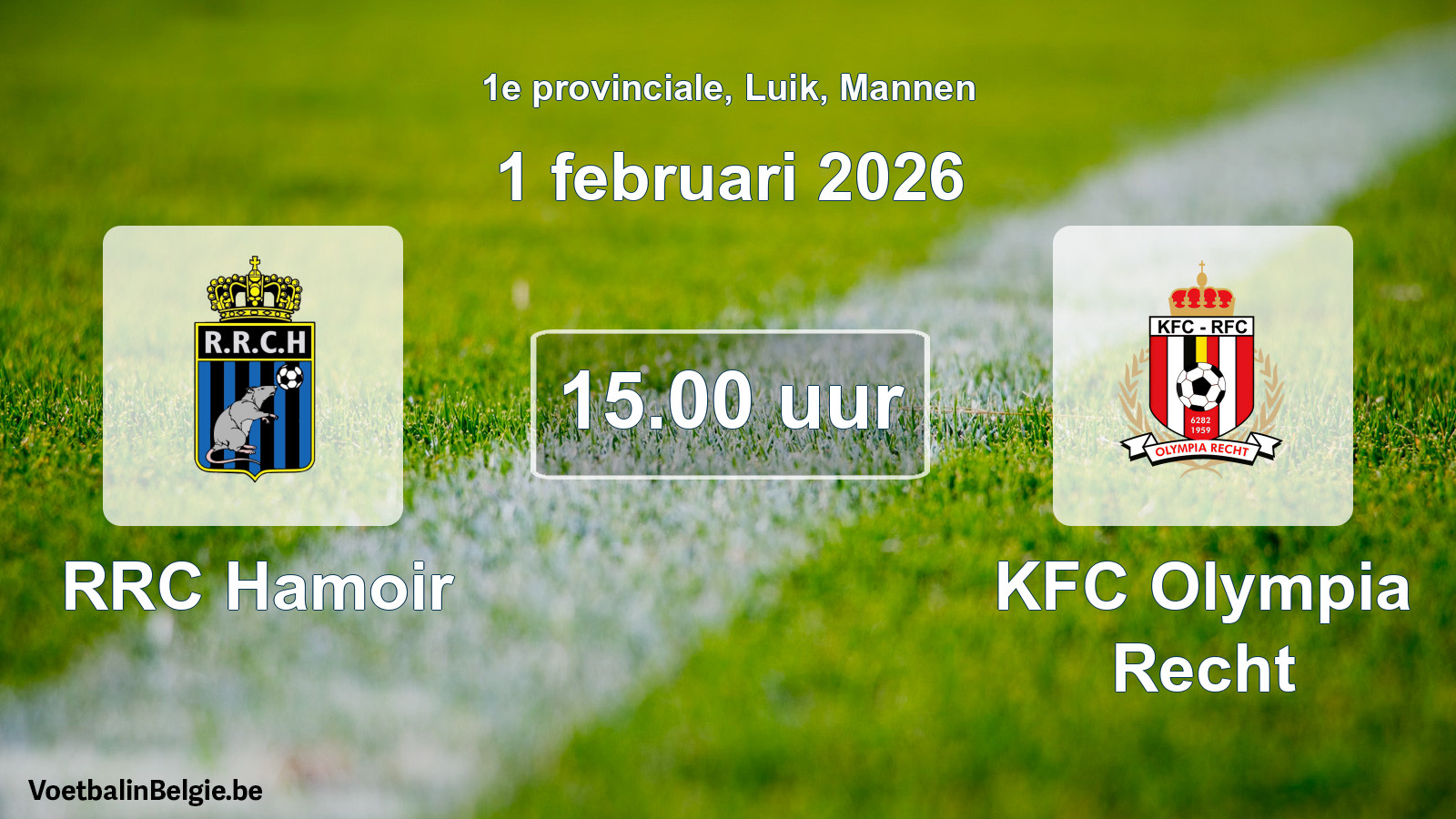 Scheduled match men football: RRC Hamoir - KFC Olympia Recht (1 February 2026)