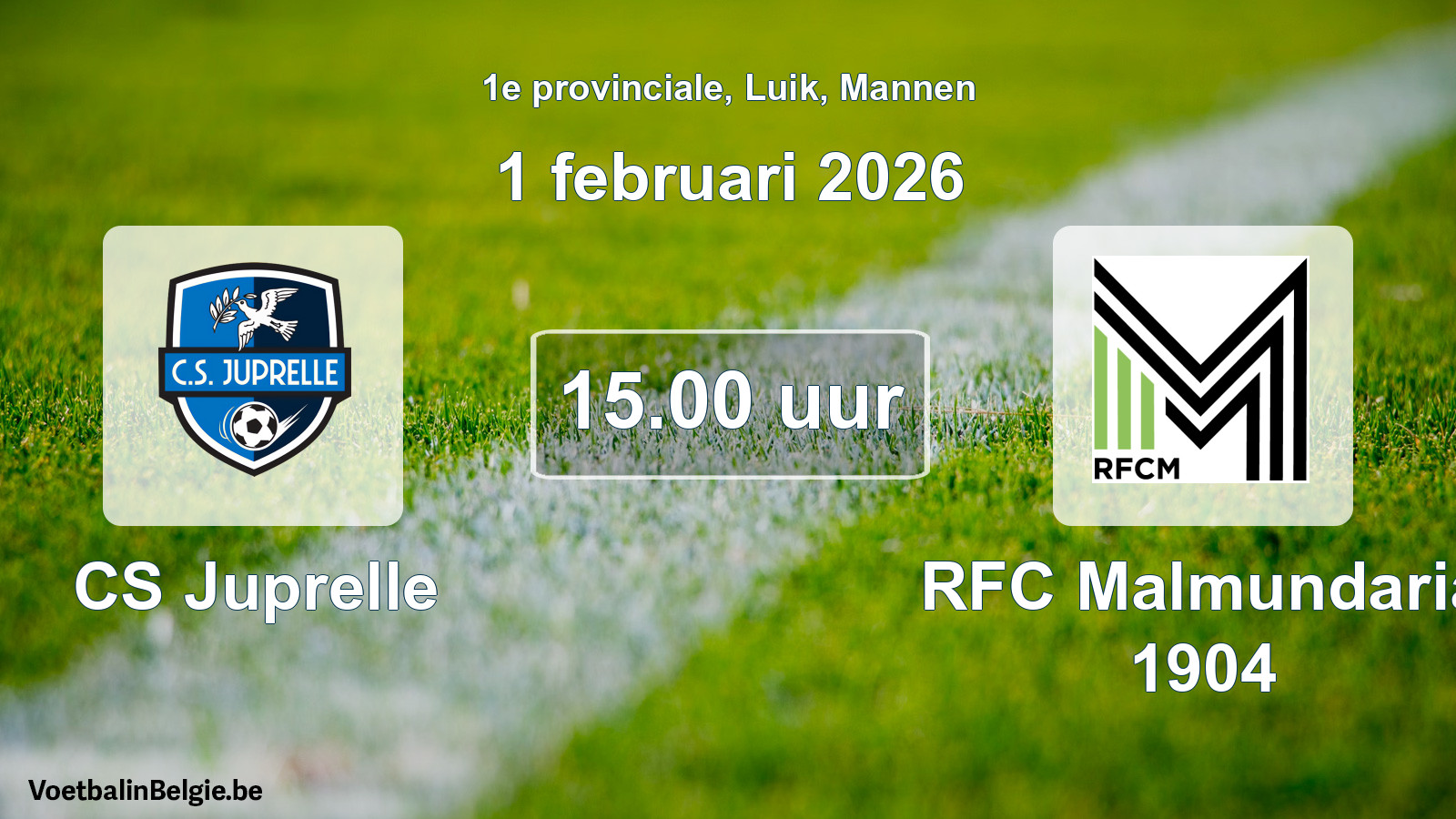 Scheduled match men football: CS Juprelle - RFC Malmundaria 1904 (1 February 2026)