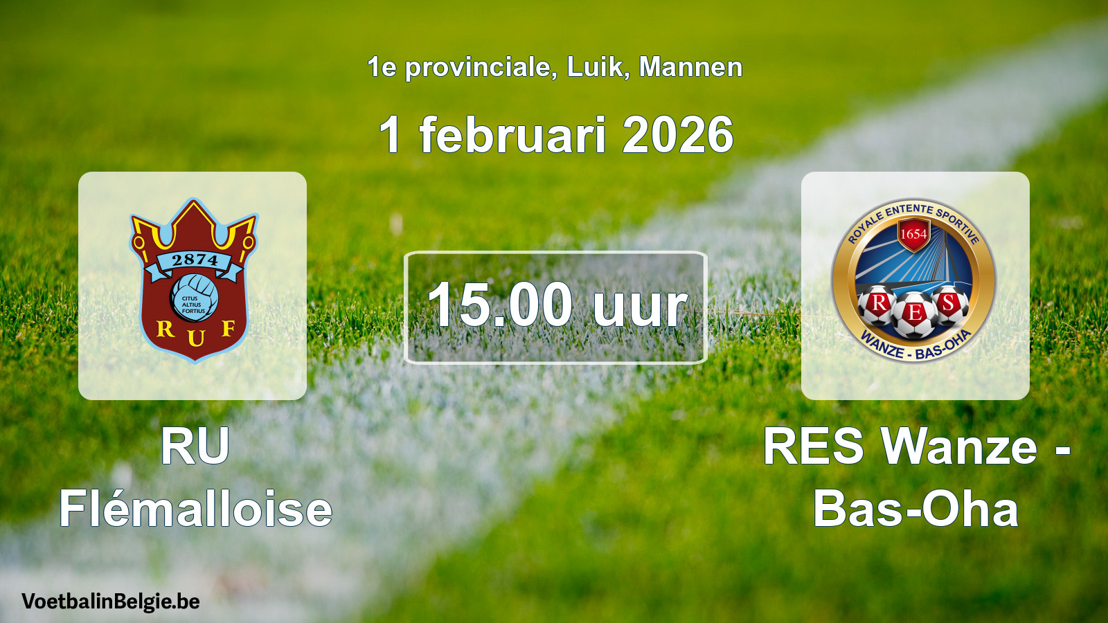 Scheduled match men football: RU Flémalloise - RES Wanze - Bas-Oha (1 February 2026)