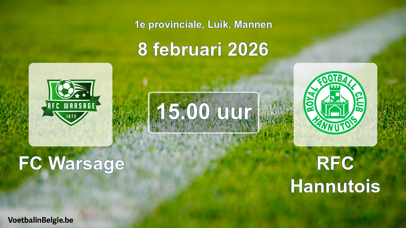 Scheduled match men football: FC Warsage - RFC Hannutois (8 February 2026)