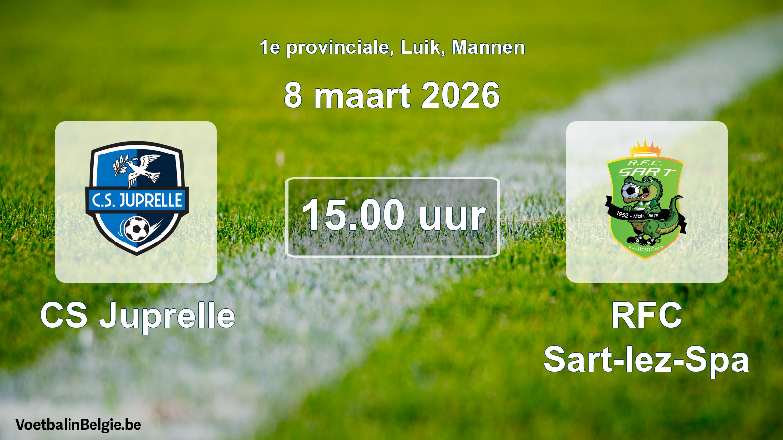 Scheduled match men football: CS Juprelle - RFC Sart-lez-Spa (8 March 2026)