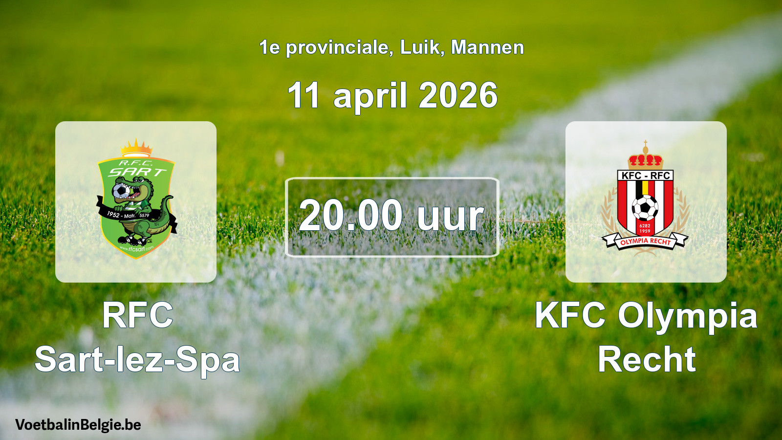 Scheduled match men football: RFC Sart-lez-Spa - KFC Olympia Recht (11 April 2026)