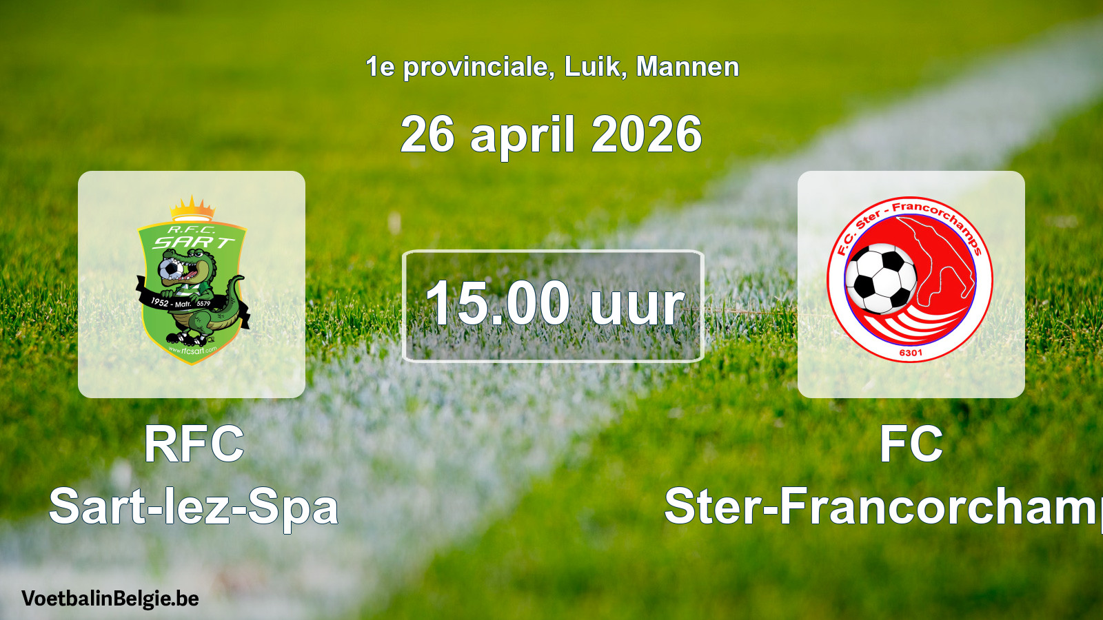 Scheduled match men football: RFC Sart-lez-Spa - FC Ster-Francorchamps (26 April 2026)