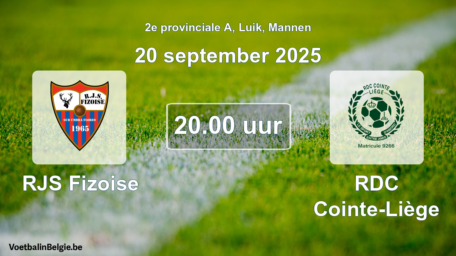 Scheduled match men football: RJS Fizoise - RDC Cointe-Liège (20 September 2025)