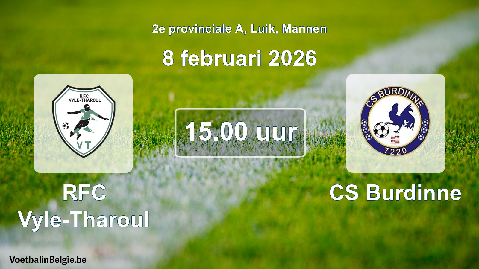 Match prévu football hommes: RFC Vyle-Tharoul - CS Burdinne (8 février 2026)