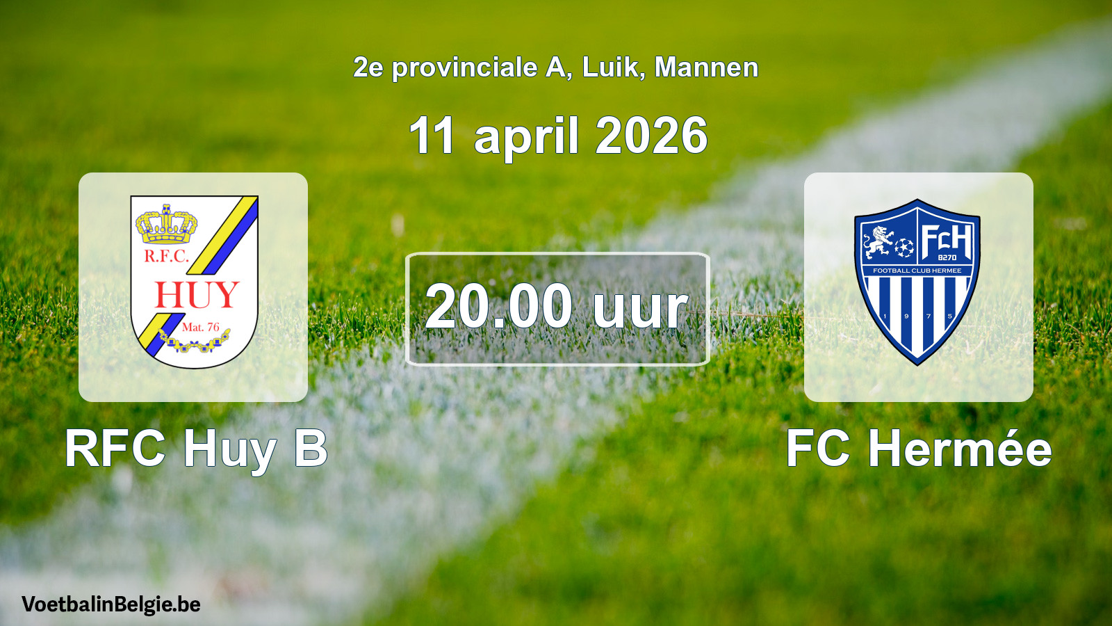 Match prévu football hommes: RFC Huy B - FC Hermée (11 avril 2026)