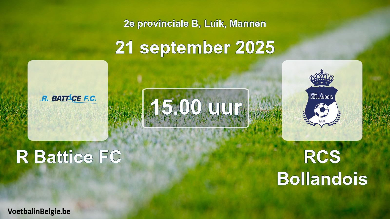 Scheduled match men football: R Battice FC - RCS Bollandois (21 September 2025)