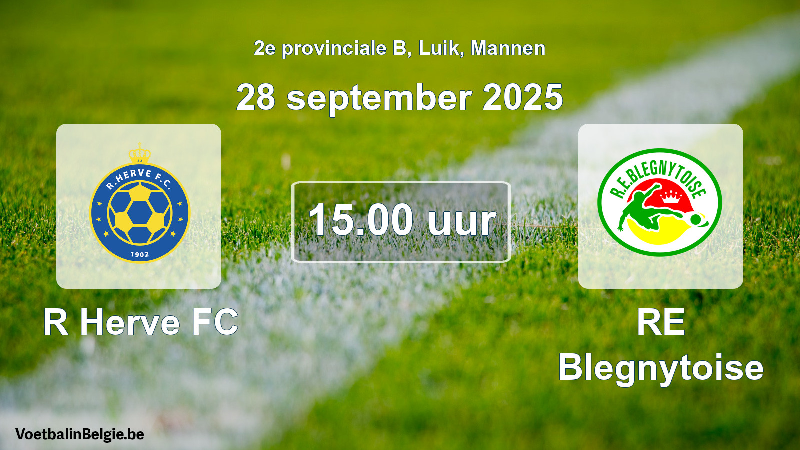 Scheduled match men football: R Herve FC - RE Blegnytoise (28 September 2025)