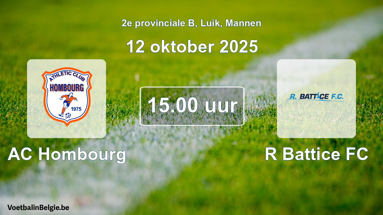 Scheduled match men football: AC Hombourg - R Battice FC (12 October 2025)