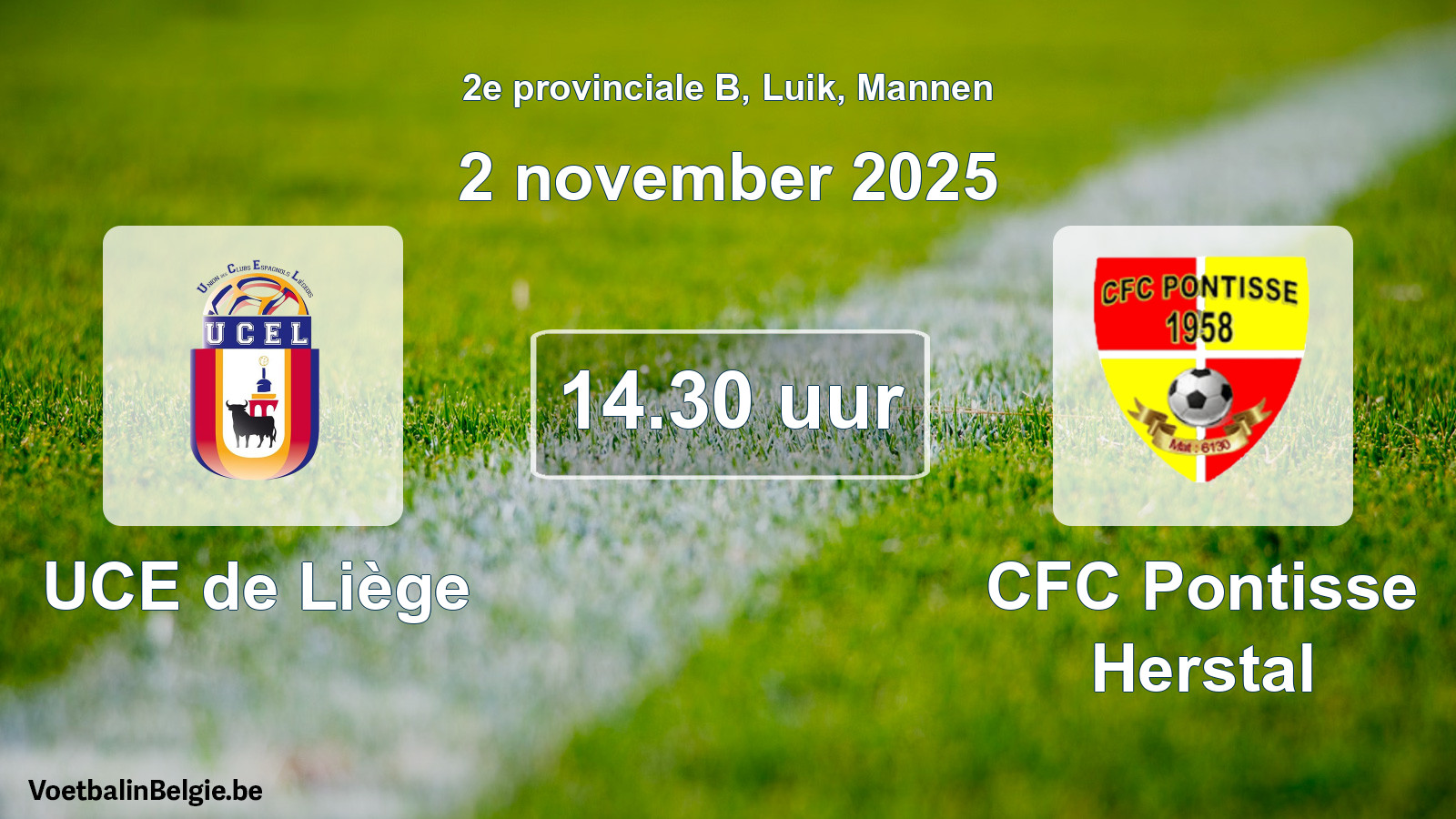 Scheduled match men football: UCE de Liège - CFC Pontisse Herstal (2 November 2025)