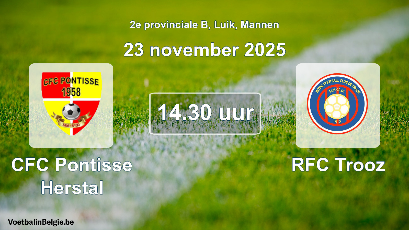 Scheduled match men football: CFC Pontisse Herstal - RFC Trooz (23 November 2025)