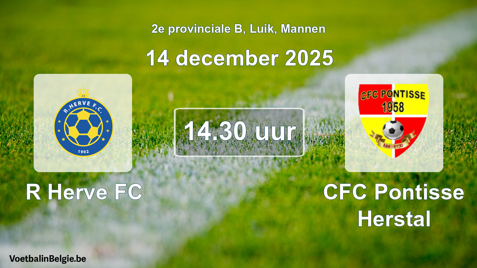 Scheduled match men football: R Herve FC - CFC Pontisse Herstal (14 December 2025)