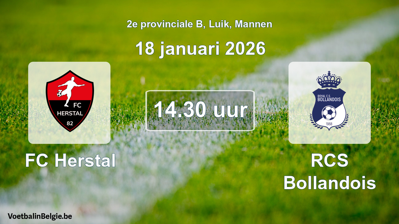 Geplantes Spiel männer-Fußball: FC Herstal - RCS Bollandois (18 Januar 2026)