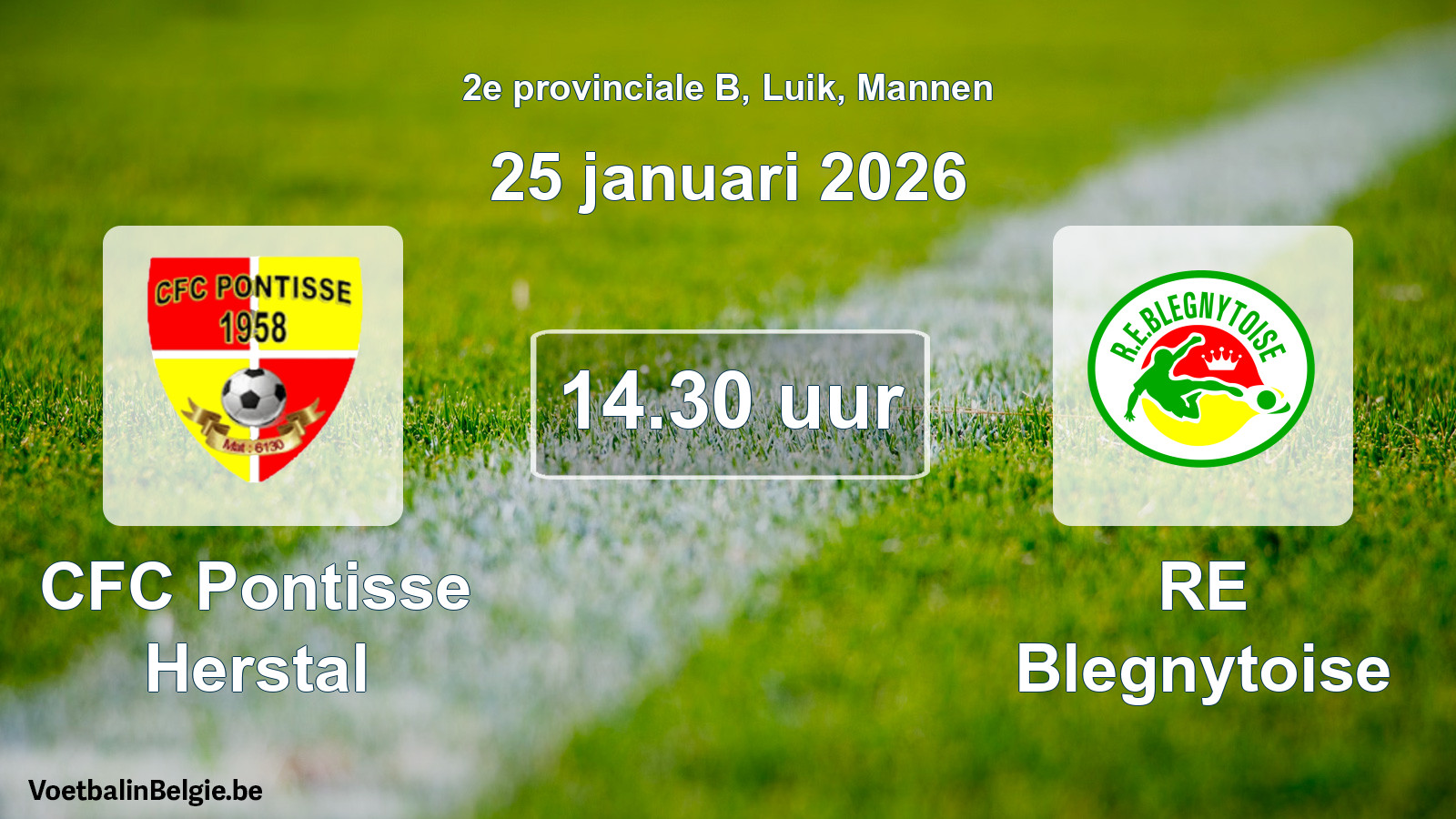 Scheduled match men football: CFC Pontisse Herstal - RE Blegnytoise (25 January 2026)