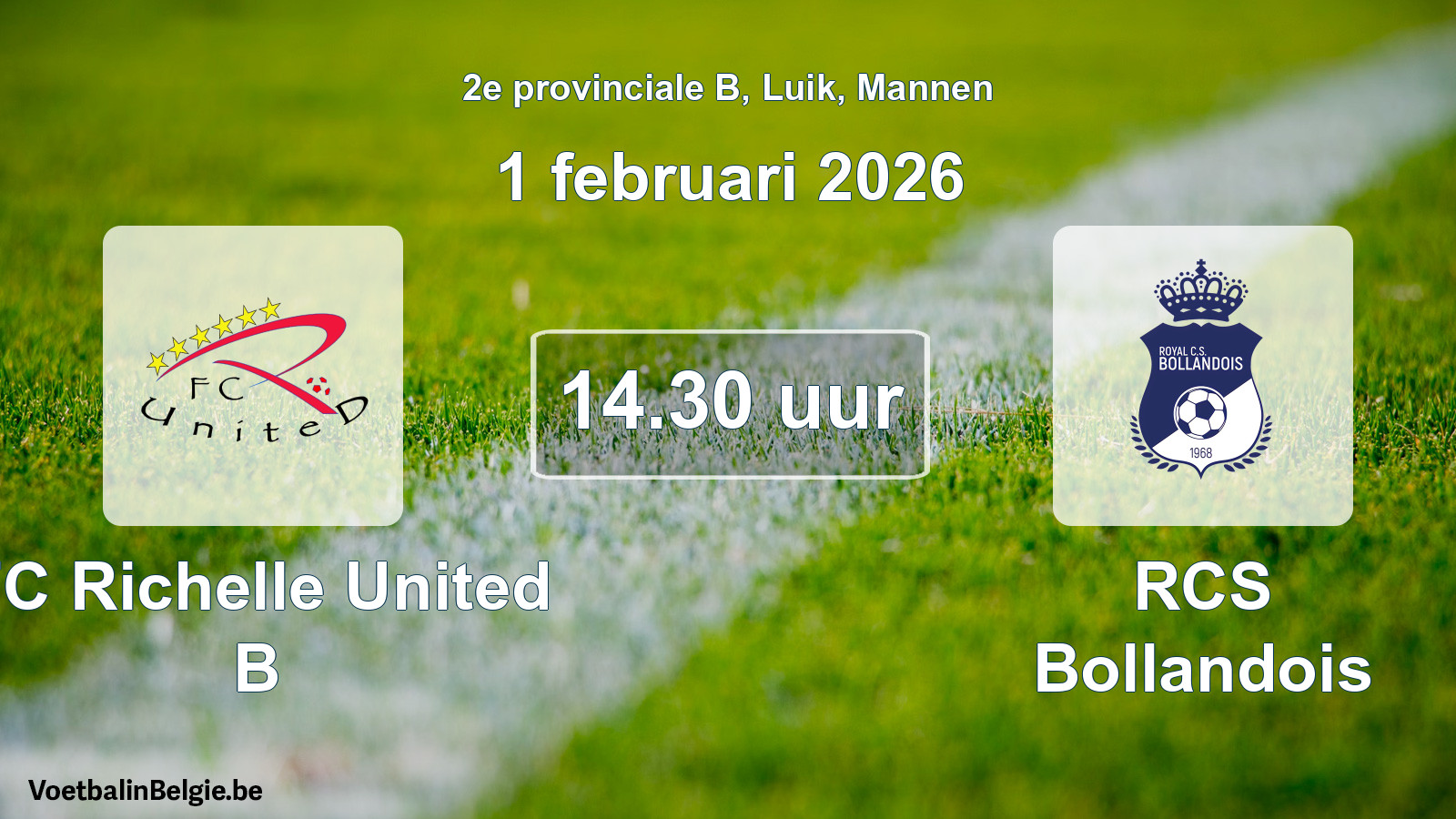 Geplantes Spiel männer-Fußball: FC Richelle United B - RCS Bollandois (1 Februar 2026)